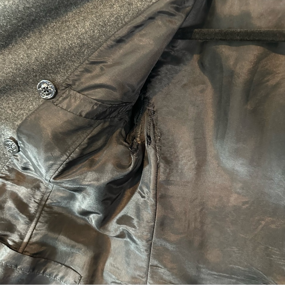 Women’s Warm Double Breasted Peacoat in Dark Grey - Picture 9 of 9